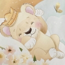 Set lenjerie pentru Patut Bebe din 6 piese Lion crem (24)
